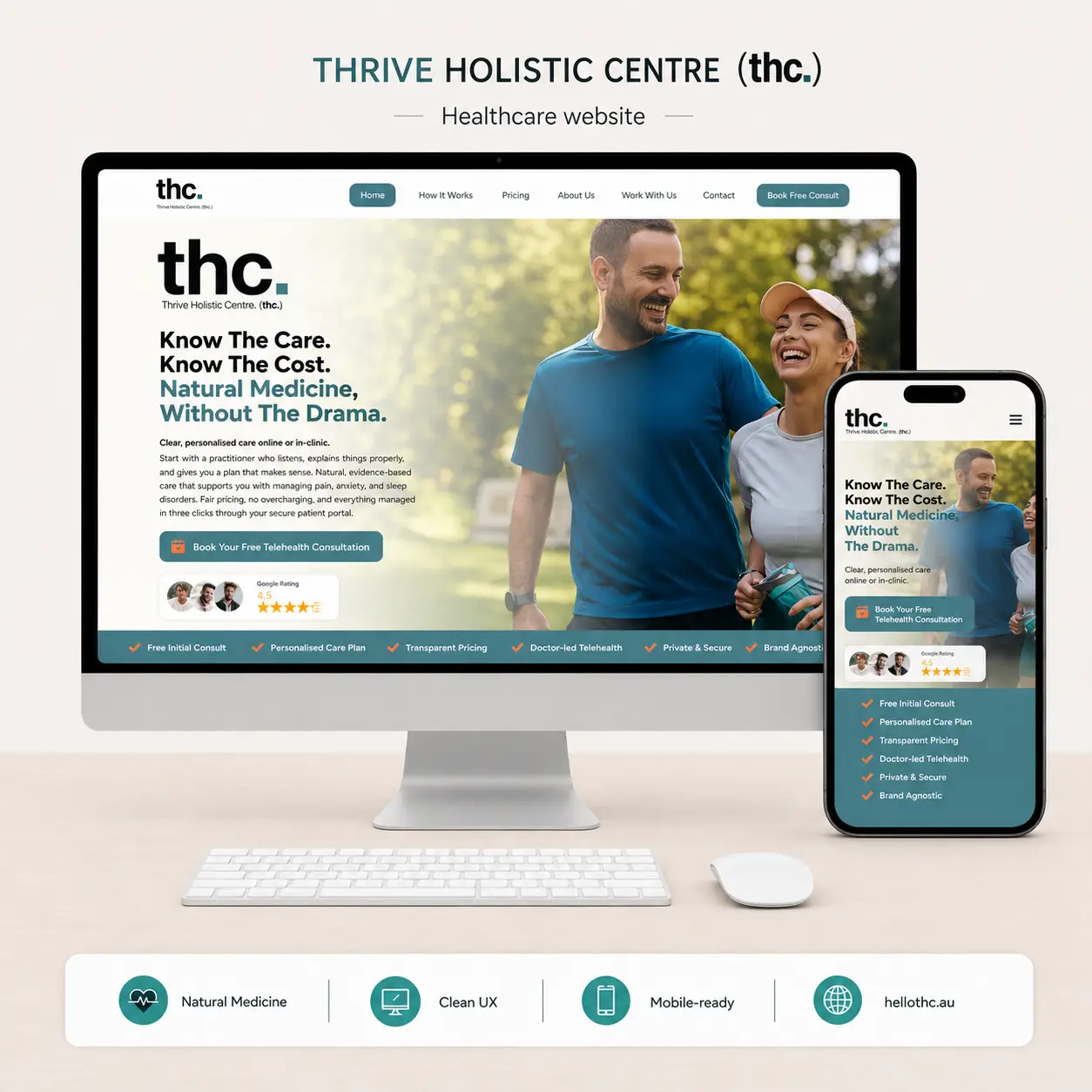 Thrive Holistic Centre (thc.) website project